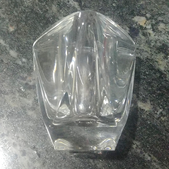 VTg Signed Val St Lambert Crystal Tricorne Triangular Mini Trinket Dish Bowl - Picture 2 of 4